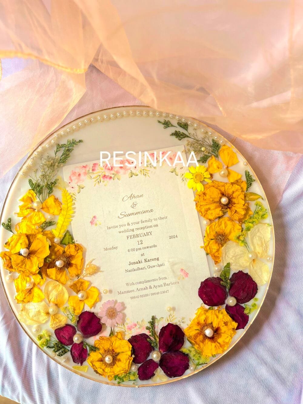 wedding card + flower PRESERVATION in 12 inch frame - Image 9