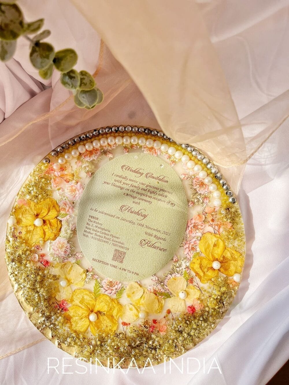 wedding card + flower PRESERVATION in 12 inch frame
