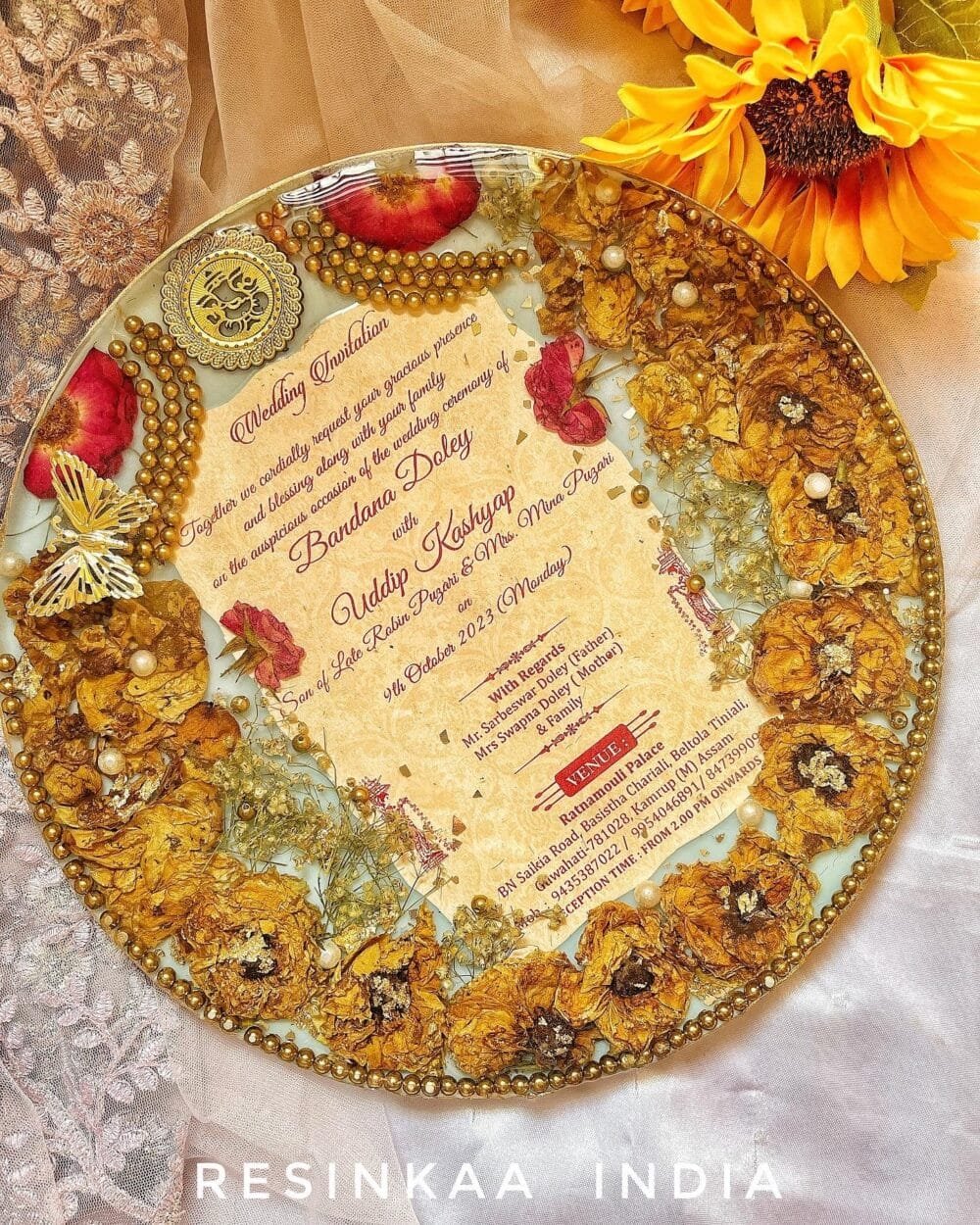 wedding card + flower PRESERVATION in 12 inch frame - Image 8