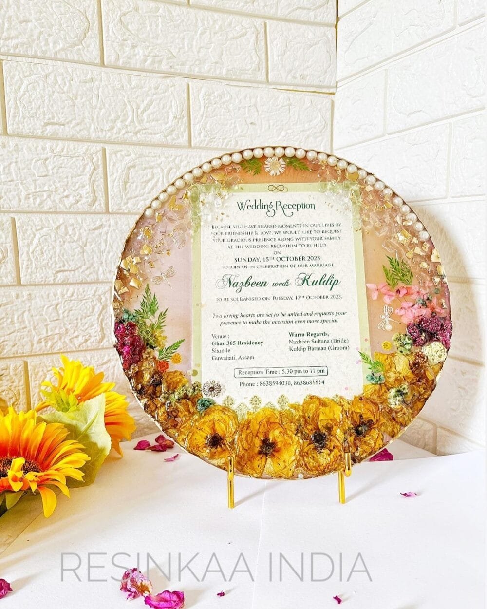 wedding card + flower PRESERVATION in 12 inch frame - Image 5