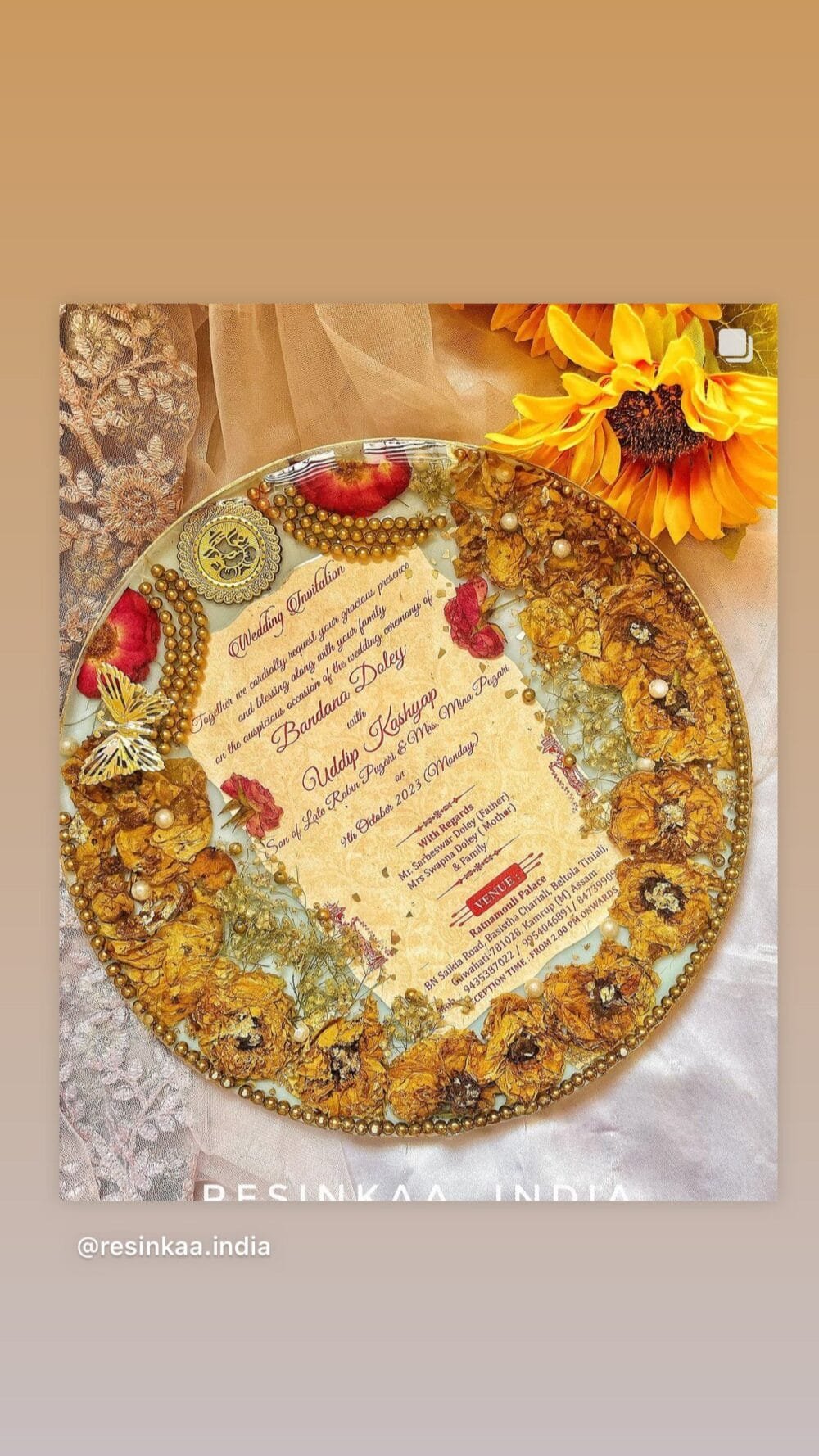 wedding card + flower PRESERVATION in 12 inch frame - Image 6