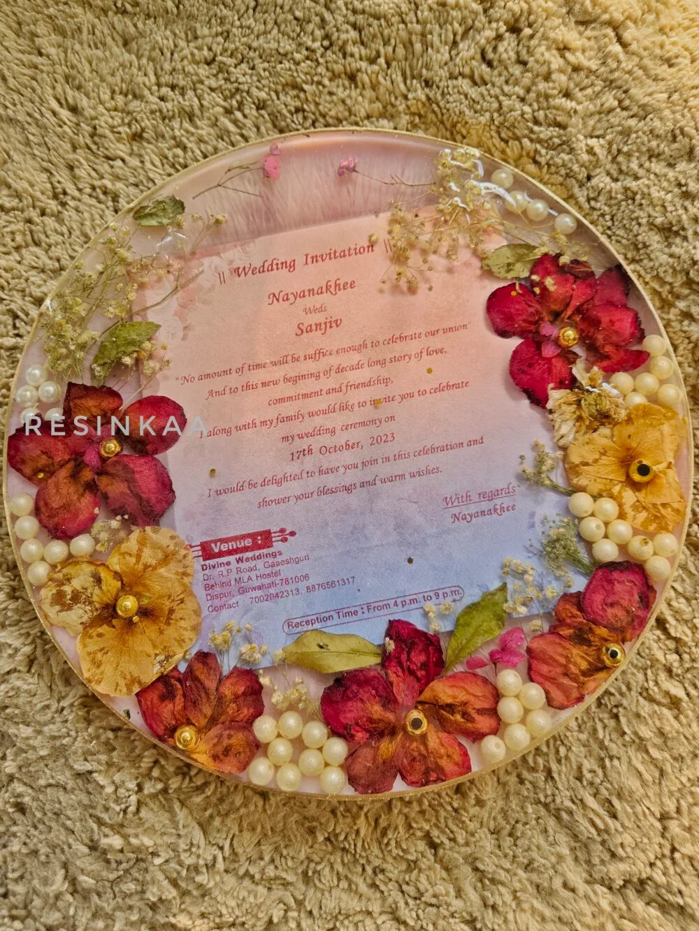 red & white rose + wedding  card Preservation