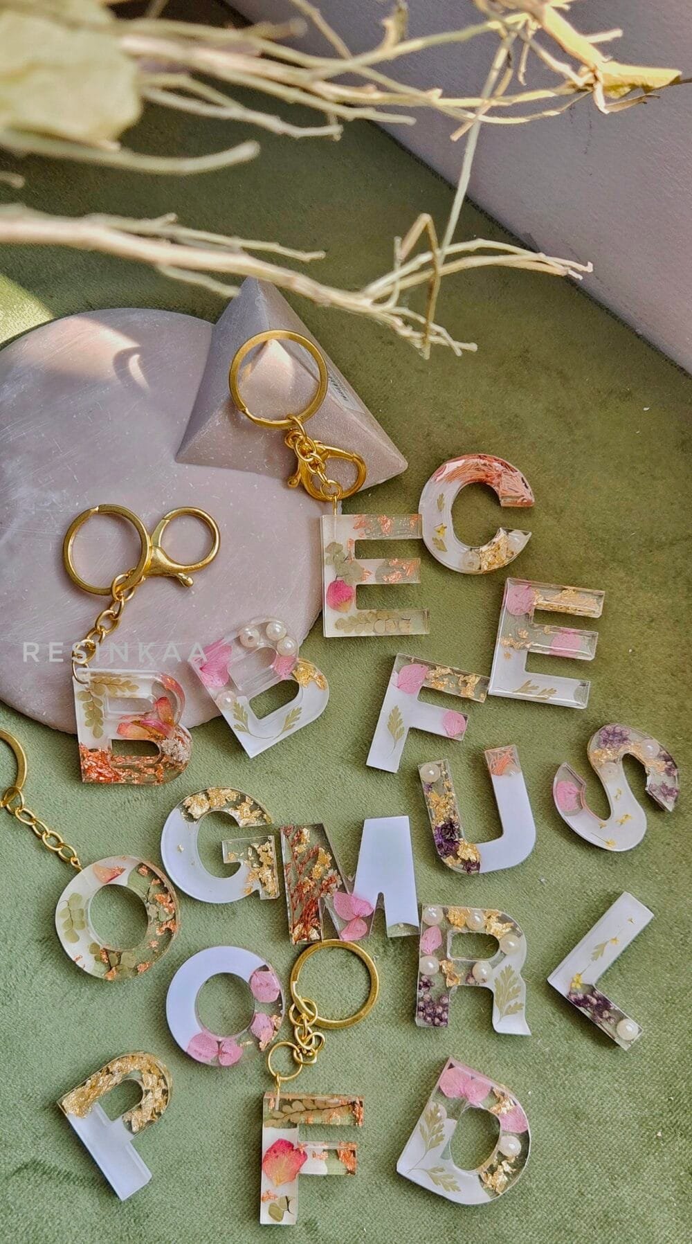Floral letter Keychain